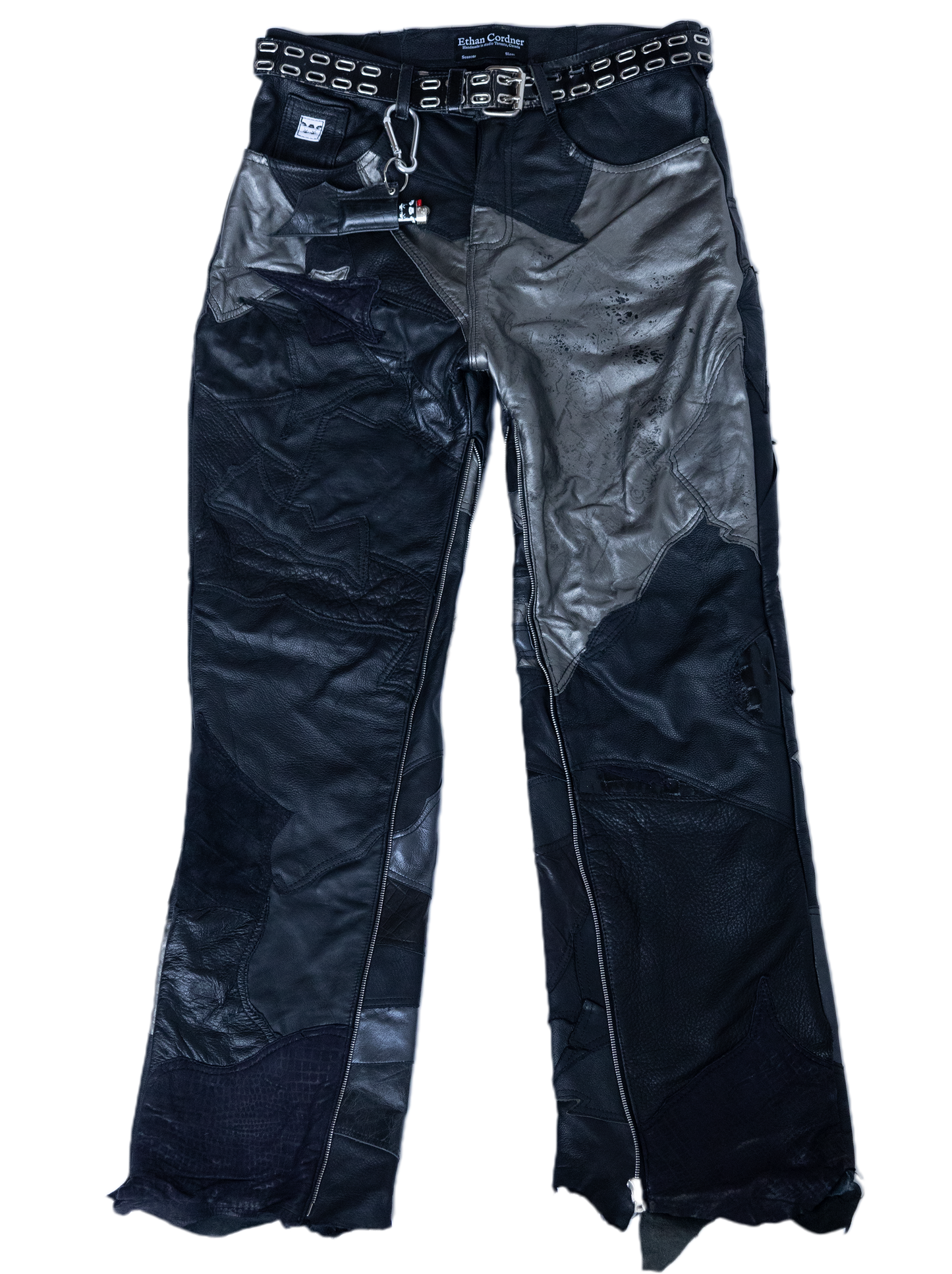 Patchworked leather pants
