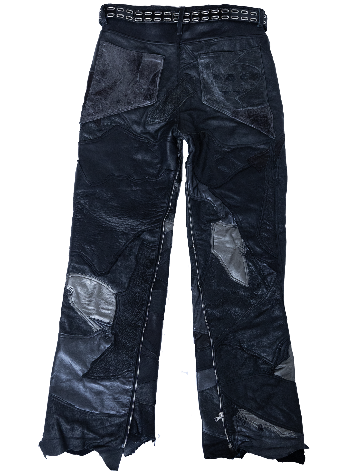 Patchworked leather pants
