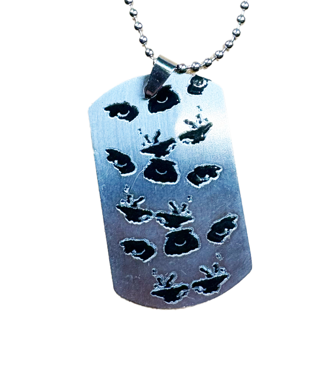 Silver Metal Distorted dog-tag